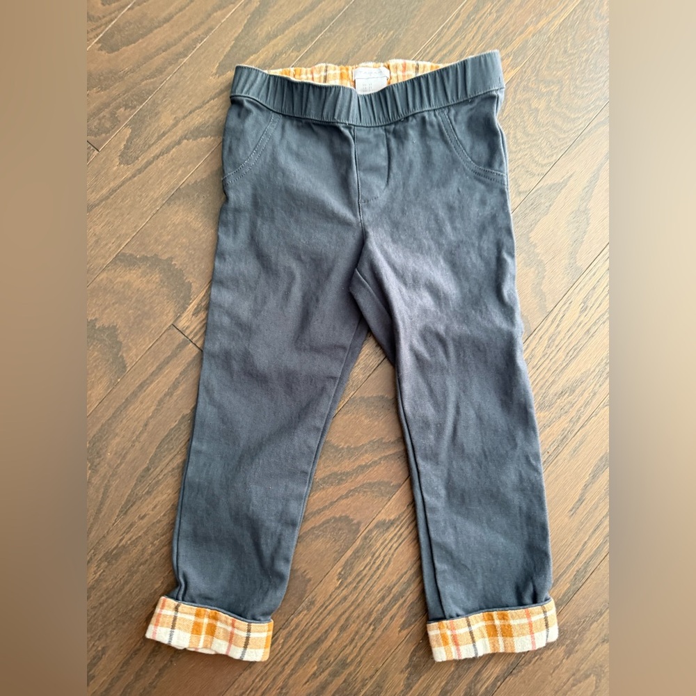 Tahari Chino Pants Boys Size 3T Gray tan plaid straight Leg Casual